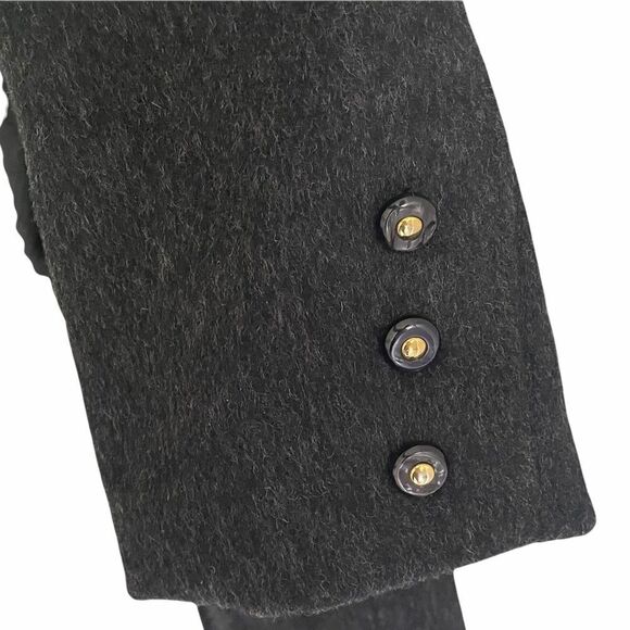 LUBA Paris Vintage Pure Virgin Wool Double Breasted Long Winter Coat Grey L - Picture 7 of 9